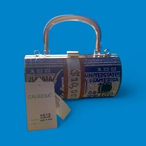 Stylish Blue and Brown Clutch Bag